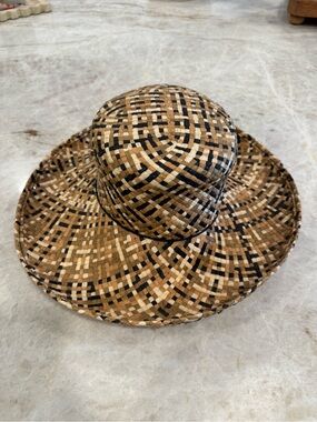 betmar Woven Straw Sun Hat in Brown, Black & Cream